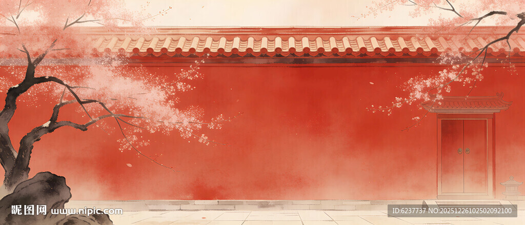 中式红墙背景图