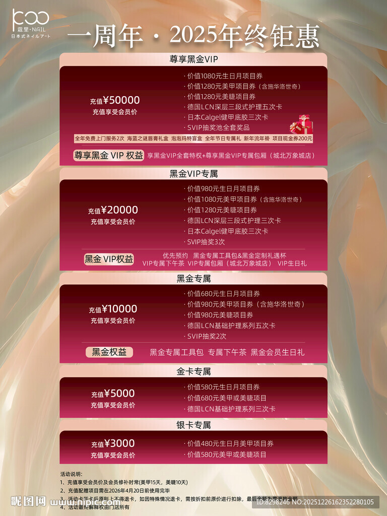 美容护肤疗程价目表