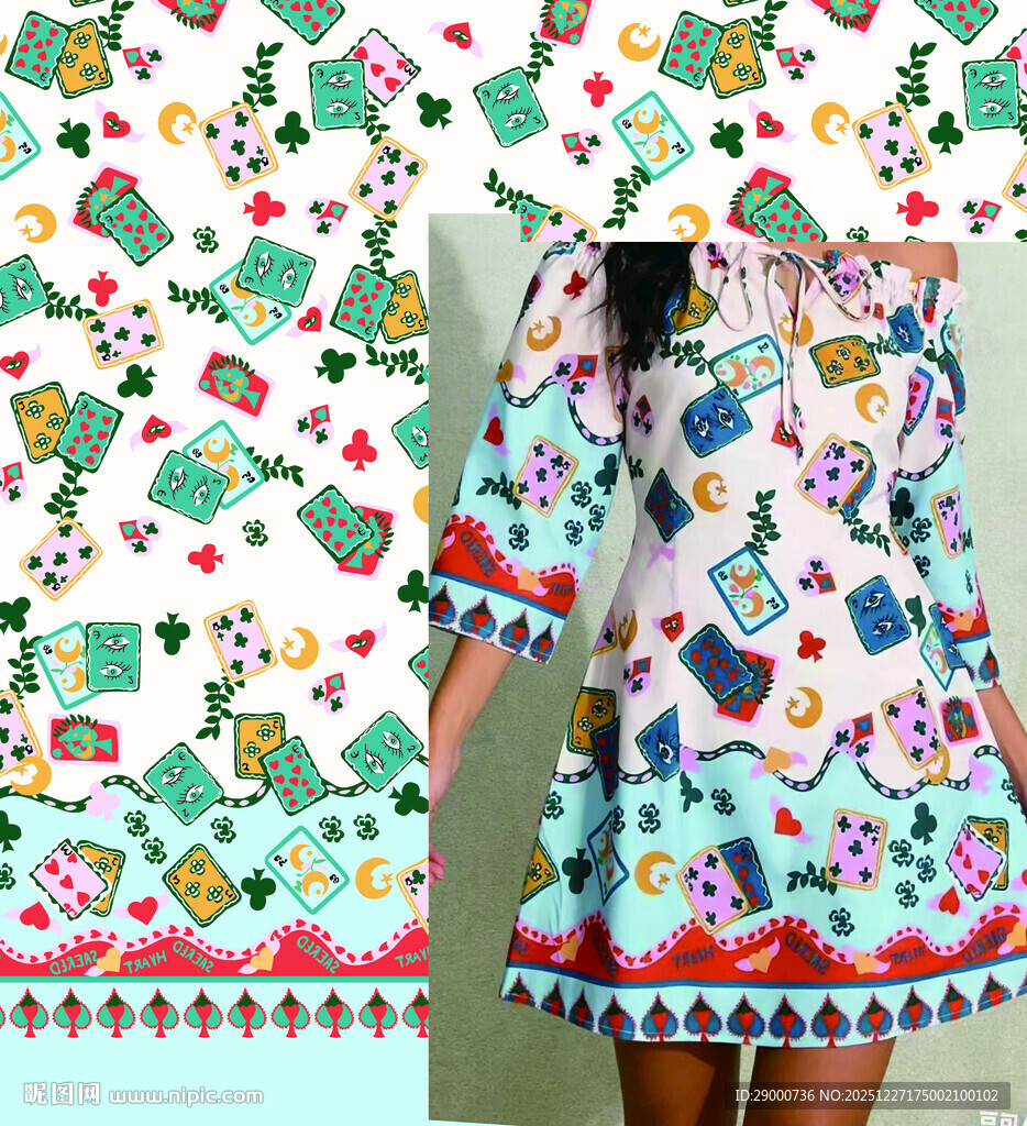 卡通图案连衣裙面料展示