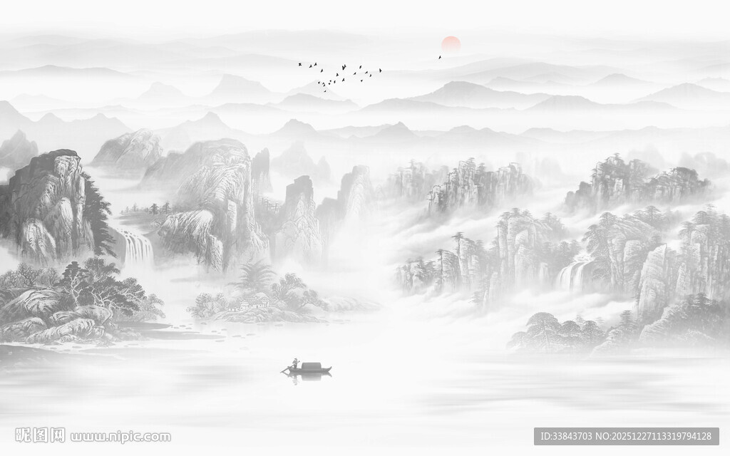 新中式水墨山水画