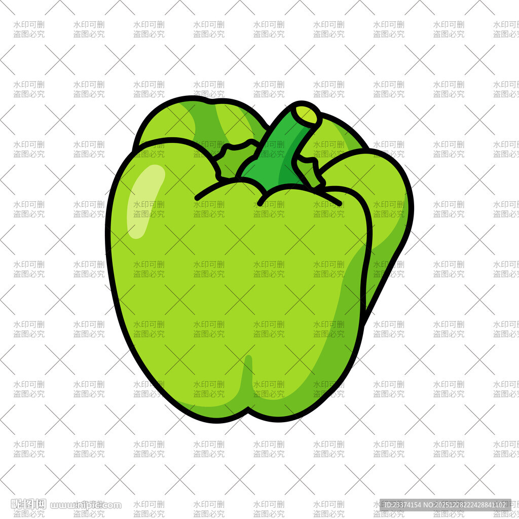 卡通绿色青椒插画