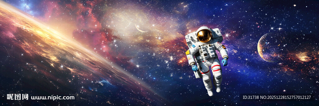 宇航员宇宙星空灯箱广告背景图