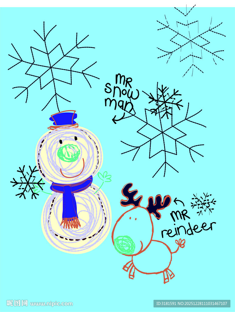 可爱雪人插画