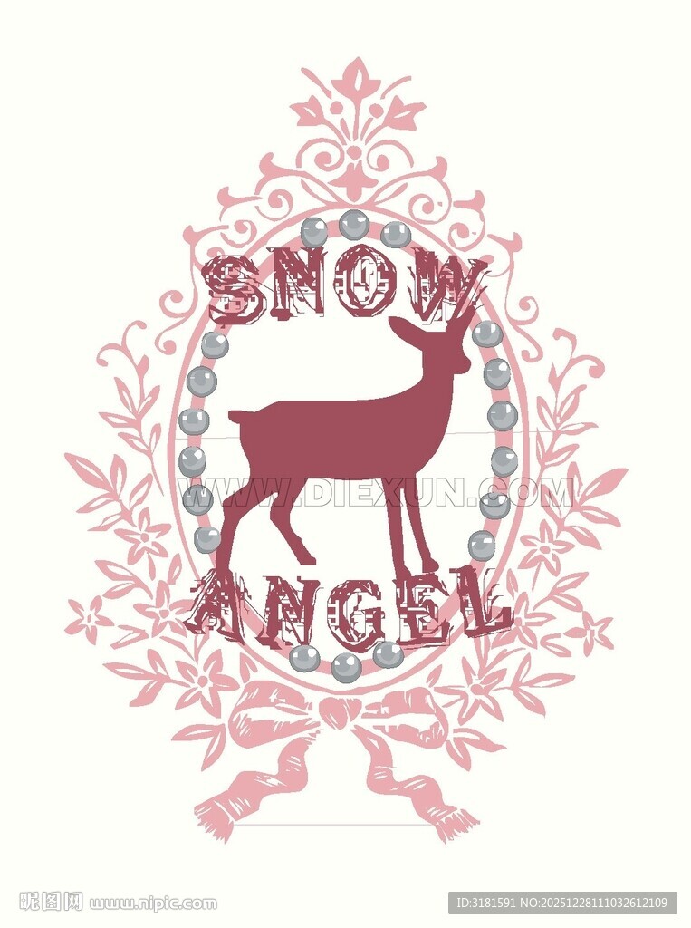 圣诞麋鹿天使装饰图案