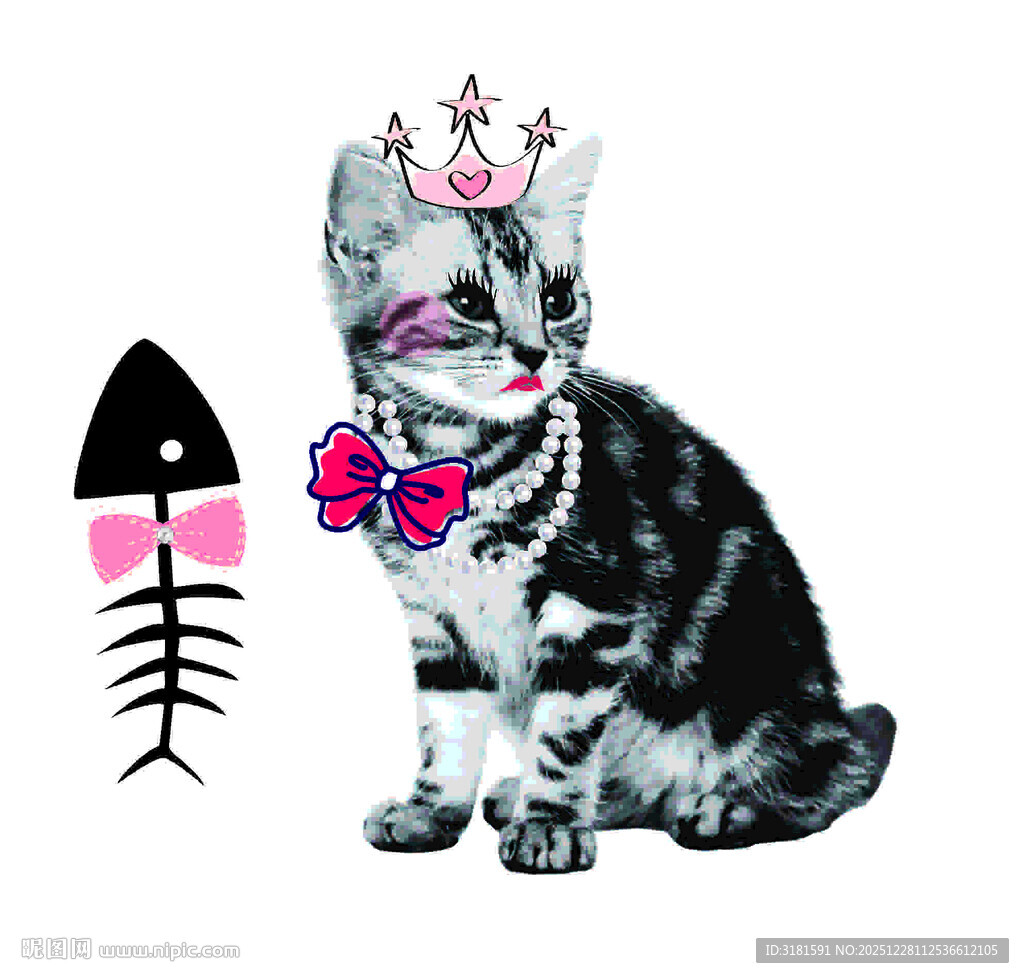 戴皇冠的时尚猫咪