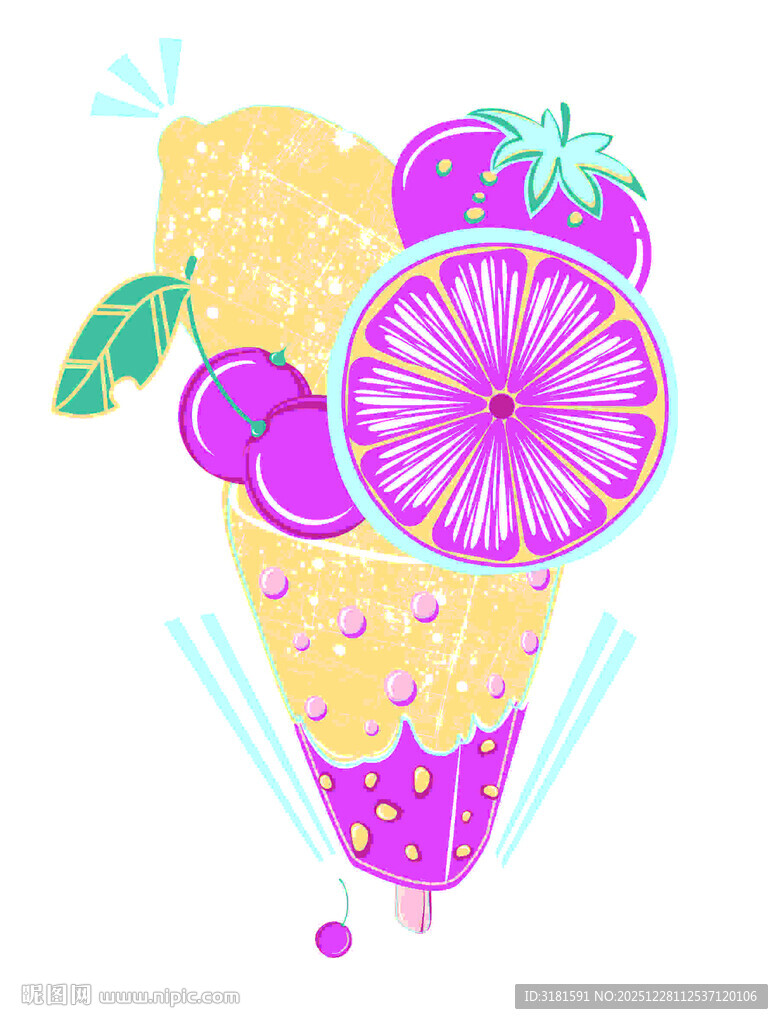 水果冰淇淋插画