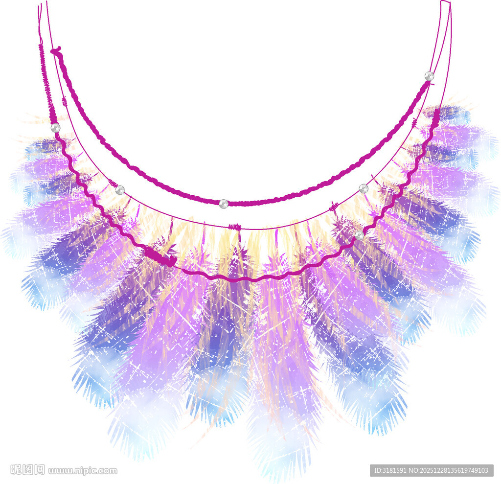 梦幻彩色羽毛项链设计图