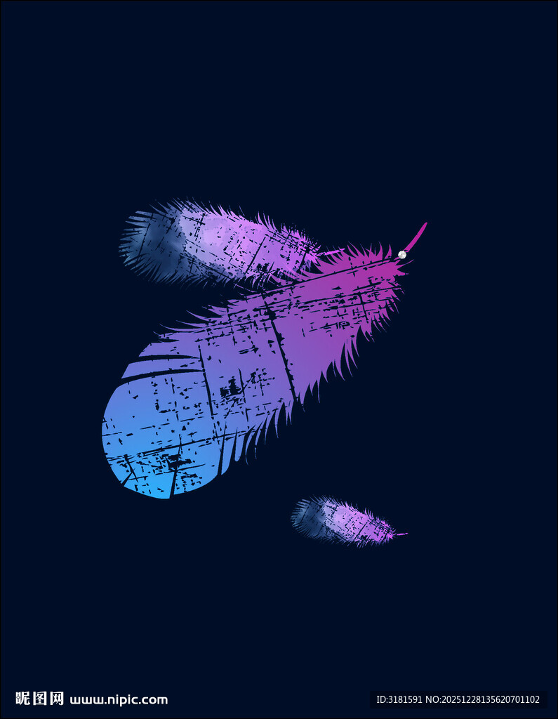 梦幻渐变羽毛艺术图案