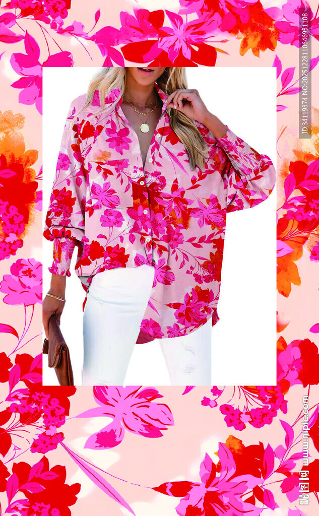花卉印花时尚女士上衣