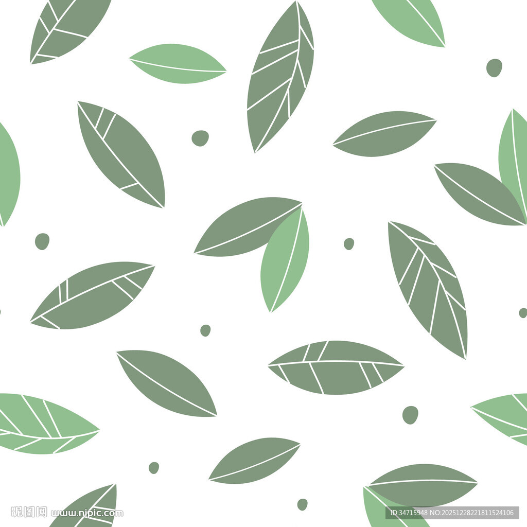 清新绿叶图案背景