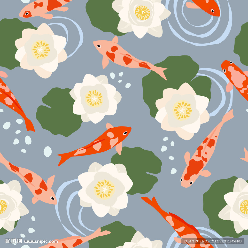 锦鲤睡莲图案背景