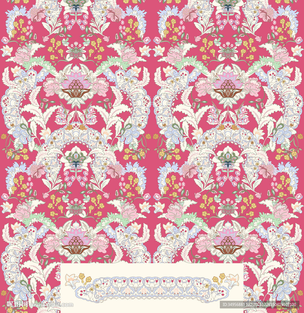 复古花卉几何图案 腰果