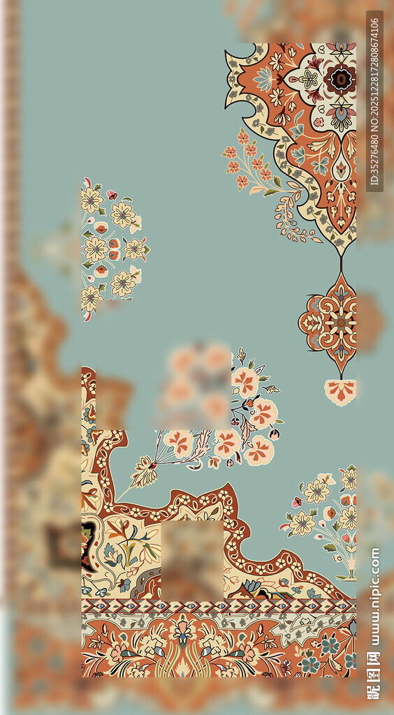 中式复古风花卉装饰图案