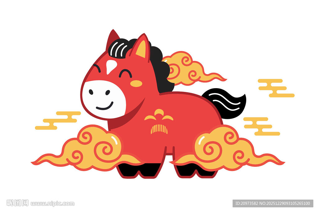 喜庆红马踏祥云