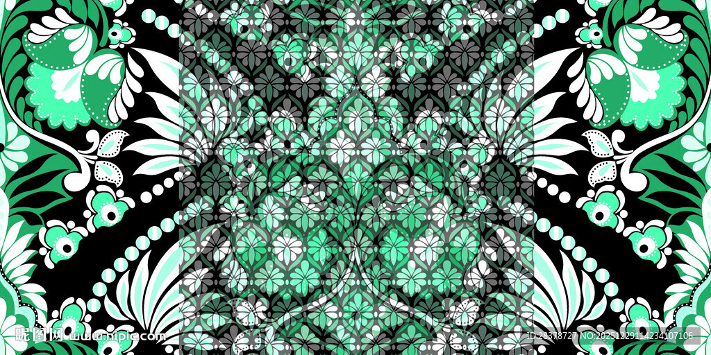 绿色花卉几何图案纹理