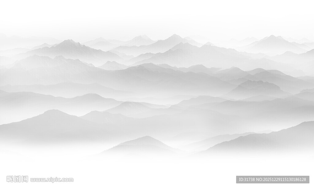 简约酒店水墨山水背景壁画壁纸