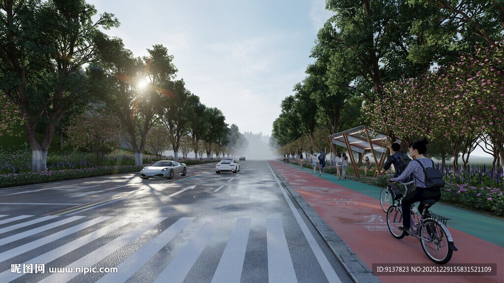 城市道路上的骑行者