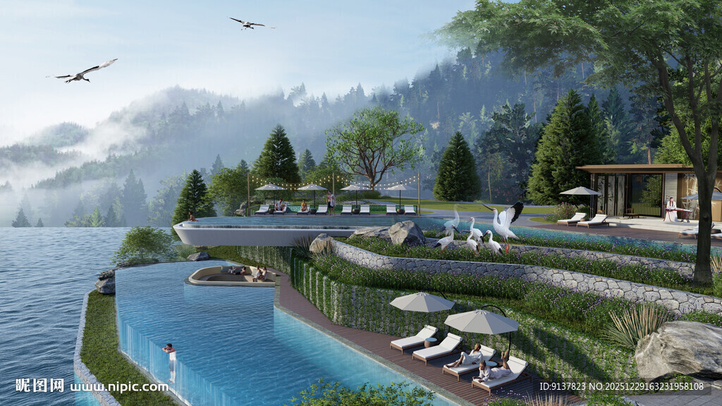 湖畔度假景观 惬意休闲之地