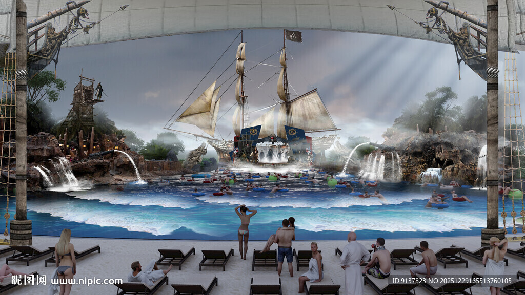 水上乐园欢乐游玩场景