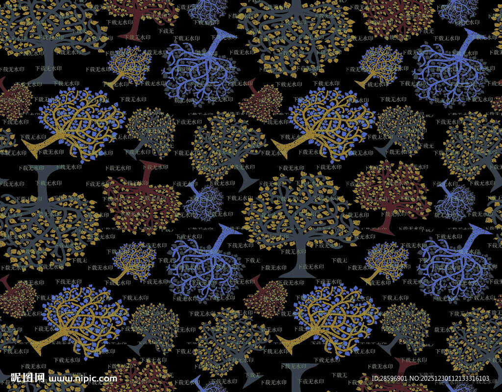 多彩树木图案纹理背景