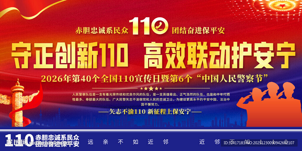全国110 宣传日背景展板
