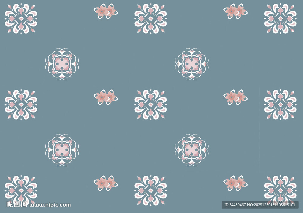 清新花卉几何图案背景