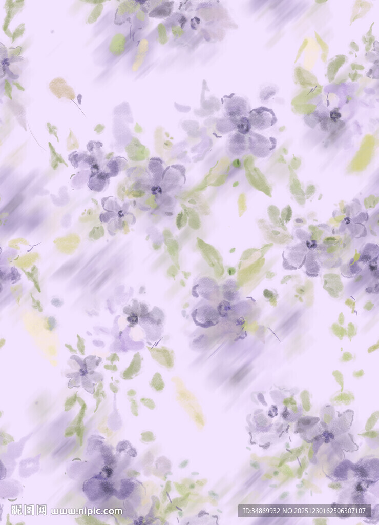 淡紫色花卉图案布料