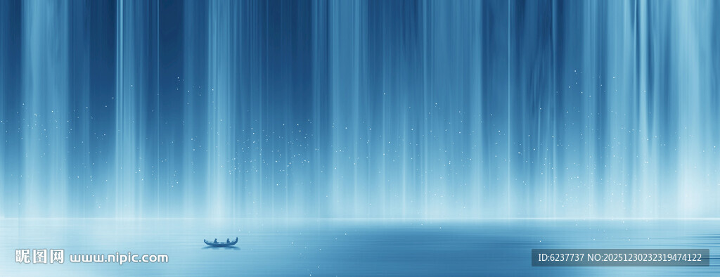 招财瀑布山水画