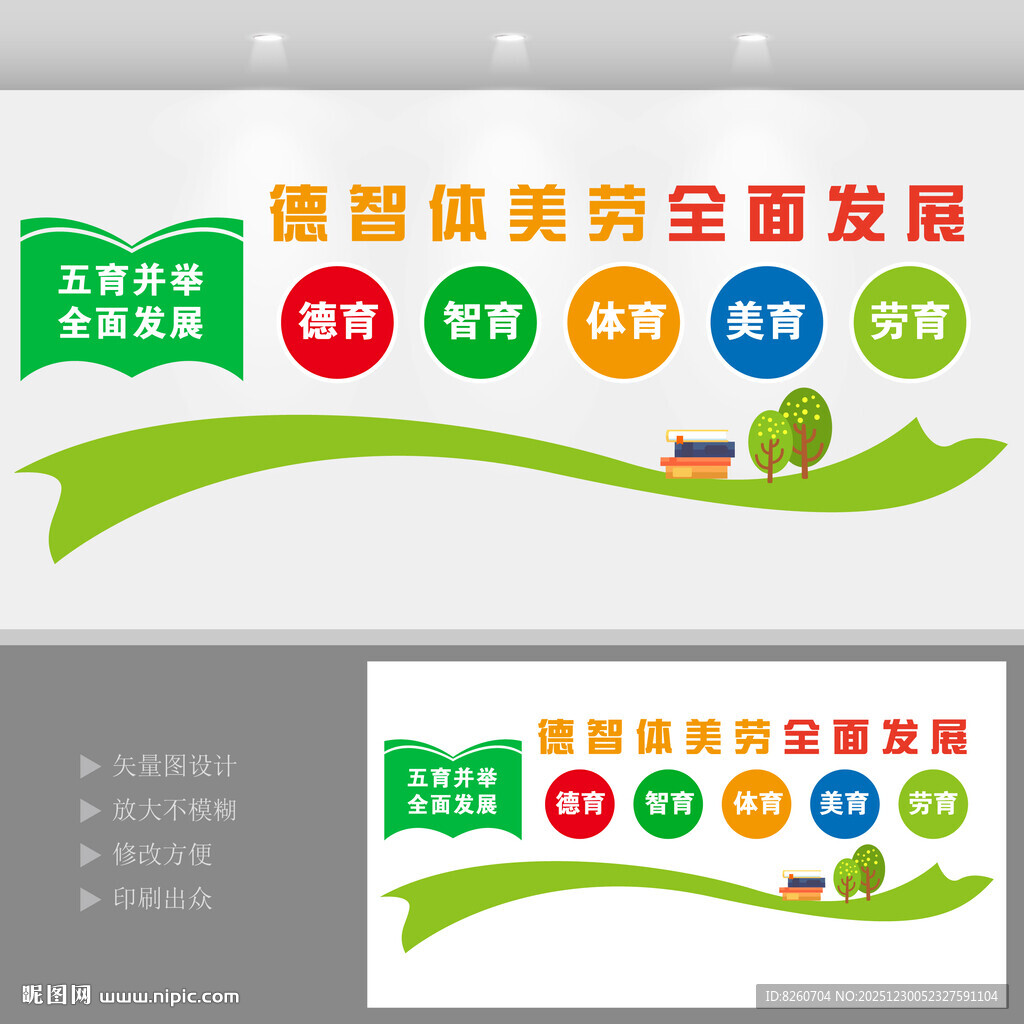 五育并举全面发展学校文化墙
