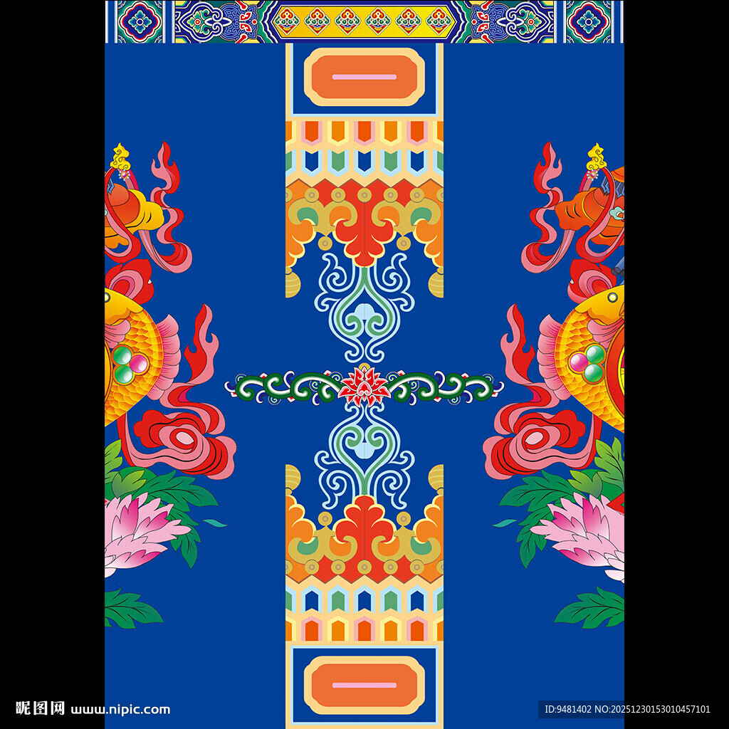 传统中式龙凤图案装饰画