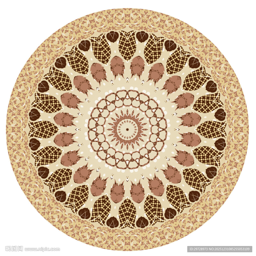 复古花纹圆形装饰图案