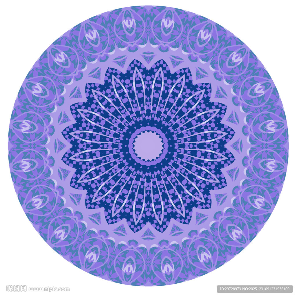 紫色曼陀罗花纹饰图案