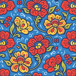 彩色民族风花草花卉