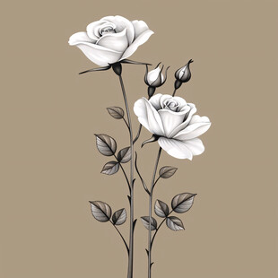 手绘白玫瑰