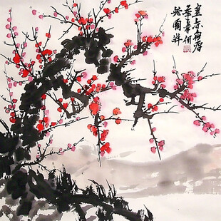 傲霜梅花国画
