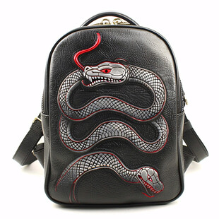 蛇纹真皮双肩包