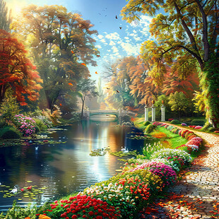 湖畔湖泊梦幻森林