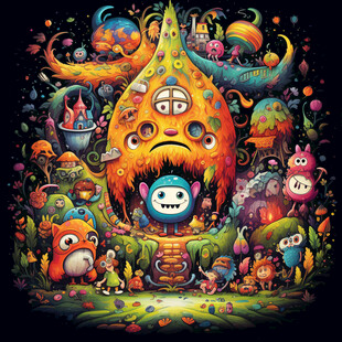 可爱小怪兽插画