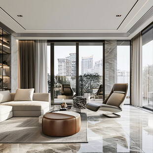 大气客厅落地门窗场景