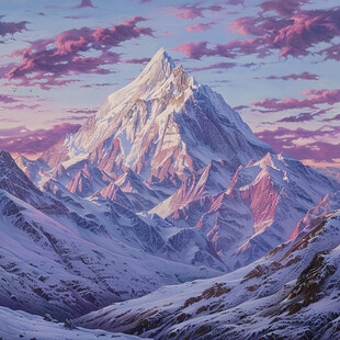 壮丽雪峰 云霞映照