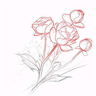 玫瑰花线描