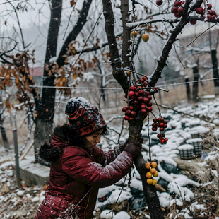 冬日红柿染山乡