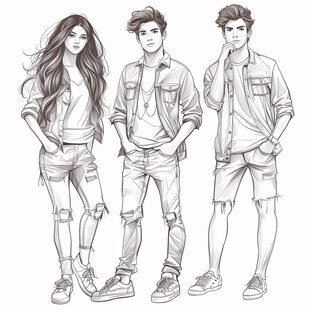 三人组合插画