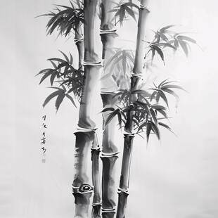 油画水墨竹子