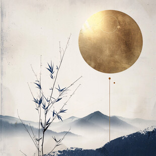 水墨月亮竹影