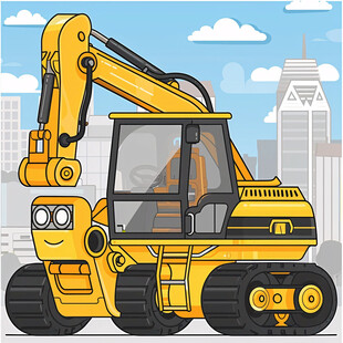 挖掘机插画
