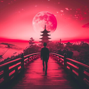 观山赏月红日东方元素