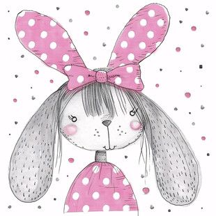 女孩兔子插画