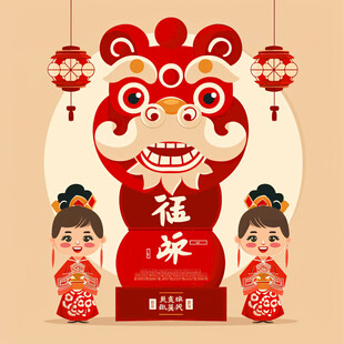 舞狮扁平化设计