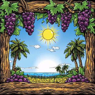 葡萄景色插画